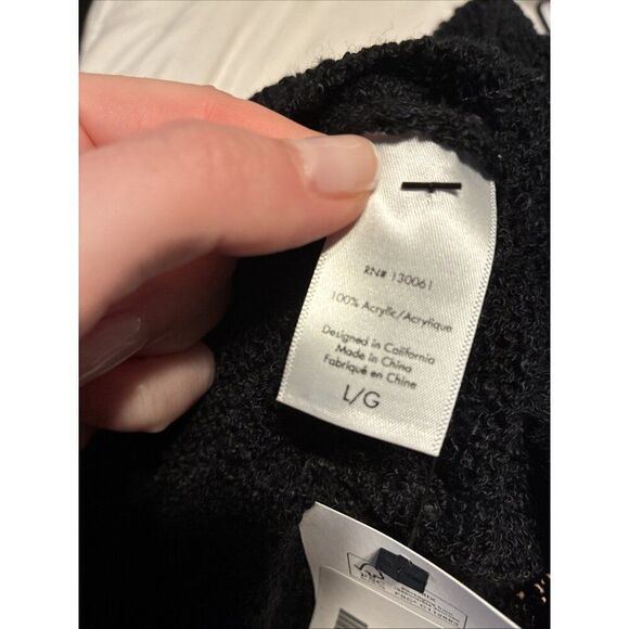 Lspace Authentic Solid Black Palisades Cover Up Long Sleeve V Neck Mini Large - Picture 11 of 12